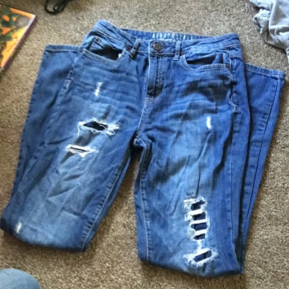 Aeropostale distressed high waisted skinny jeans